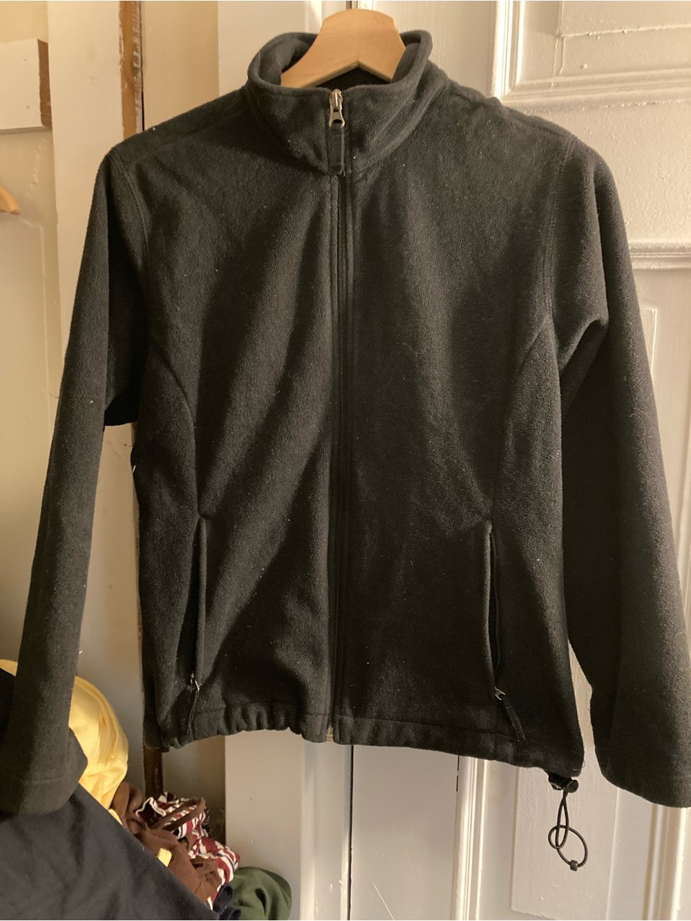 Lands' End Black Full‑Zip Lightweight Fleece Jacket